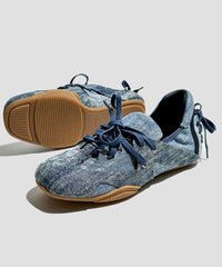 Stylish Blue Lace Up Splicing Denim Flat Feet Shoes