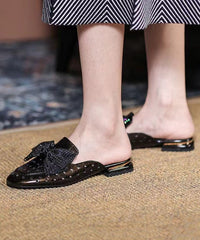 Rose Bow Zircon Splicing Hollow Out Slide Sandals