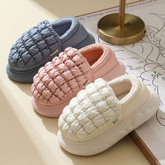Winter Grid Household Warm Cotton Shoes