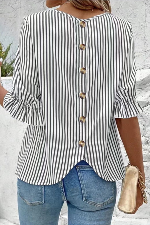 Striped Printed Button Half Sleeve Casual Shirt