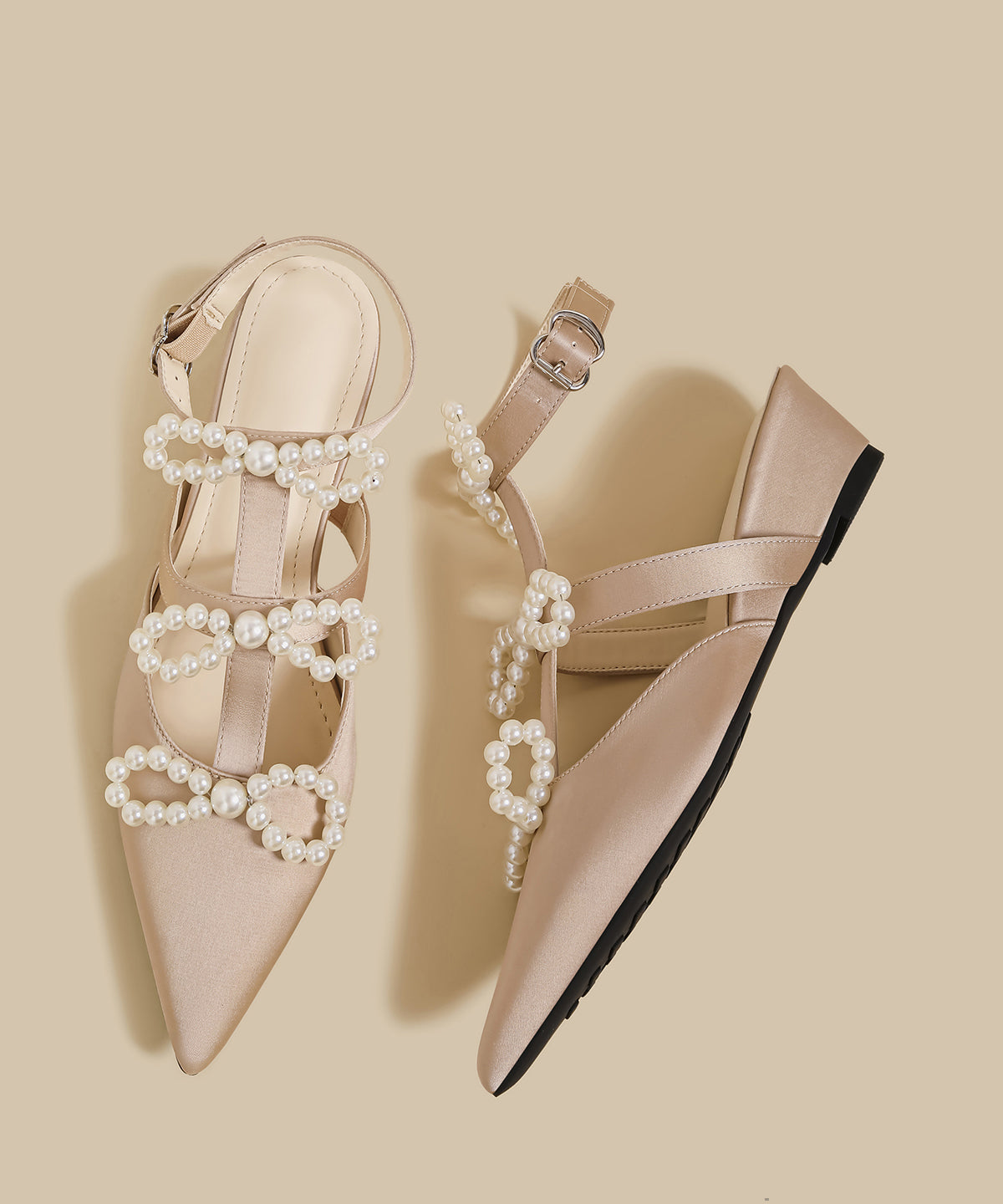 Pink Nail Bead Splicing Wedge Sandals Shoes Pointed Toe