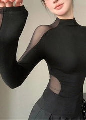 Original Design Black Flattering Tulle Tops Spring