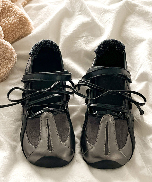 Casual Comfy Beige Lace Up Splicing Flat Feet Shoes