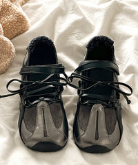 Casual Comfy Beige Lace Up Splicing Flat Feet Shoes