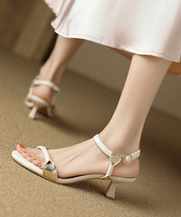 Black Sheepskin Splicing High Heels Sandals Peep Toe