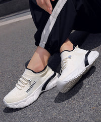 Comfy Pink Knit Fabric Sport Flat Feet Shoes