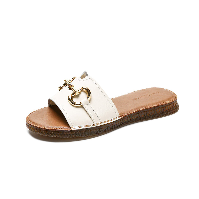 Summer Vintage Handmade Cowhide Leather Slippers