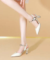 Chic Splicing High Heel Sandals Yellow Faux Leather Pointed Toe