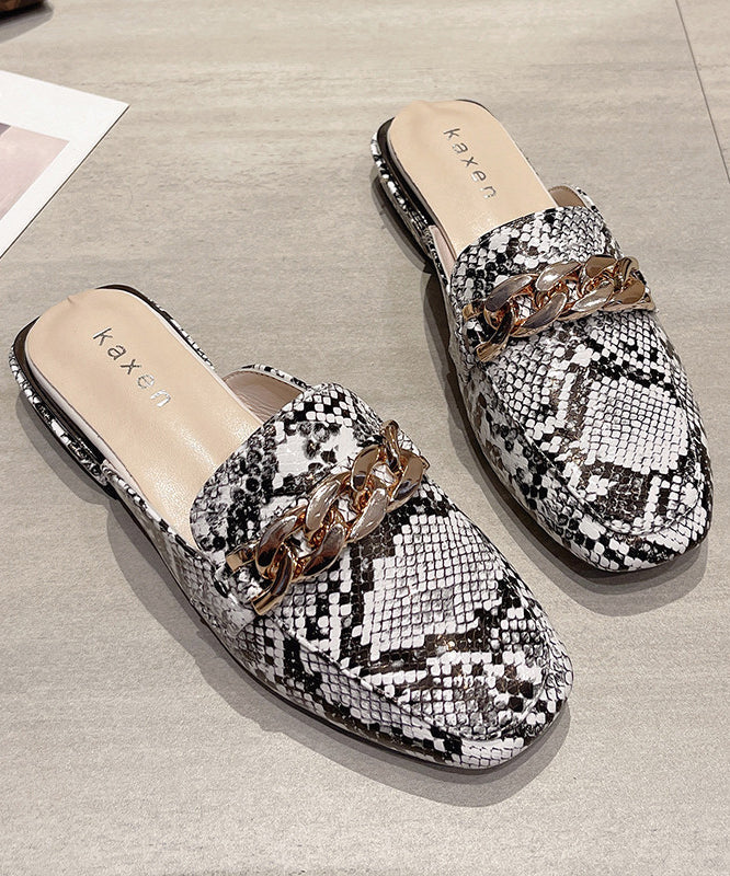 Green Serpentine Splicing Chain Plus Size Slide Sandals