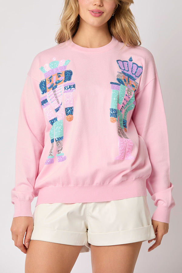 Christmas Soldier Sequined Casual Sweatshirt