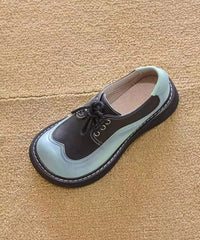 Splicing Platform Flat Shoes Black White Faux Leather Lace Up