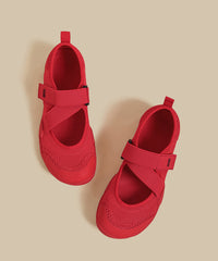Handmade Splicing Flat Shoes For Women Red Breathable Mesh