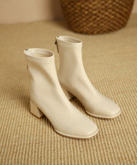 Black Fashion Faux Leather Chunky Heel Boots Splicing Zippered