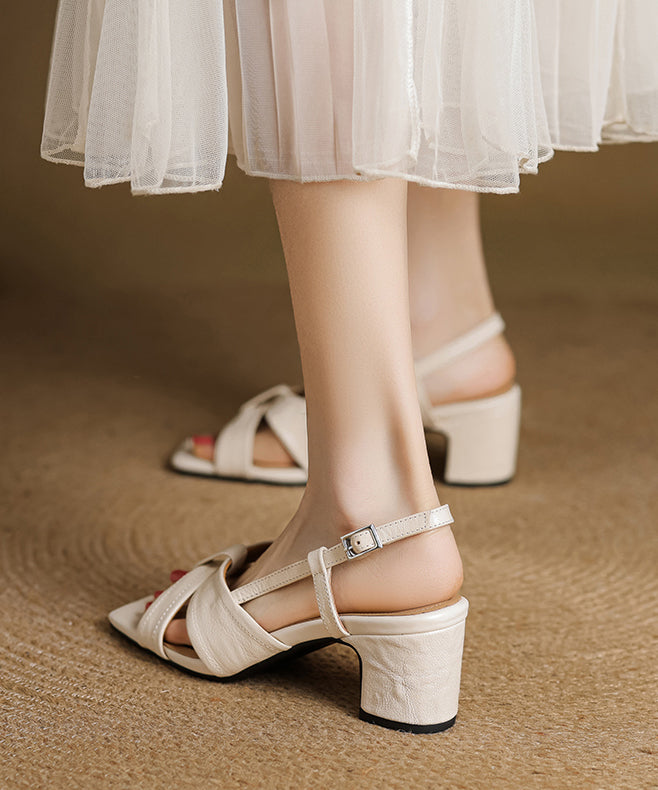 Red Sheepskin Splicing Chunky Sandals Peep Toe