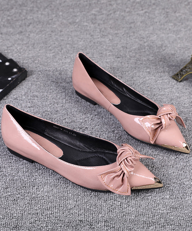 French Black Pointed Versatile Bow Flat Shoes