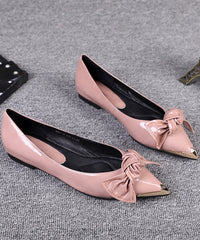 French Black Pointed Versatile Bow Flat Shoes