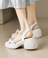 Stylish Rose Splicing Chunky Sandals Peep Toe