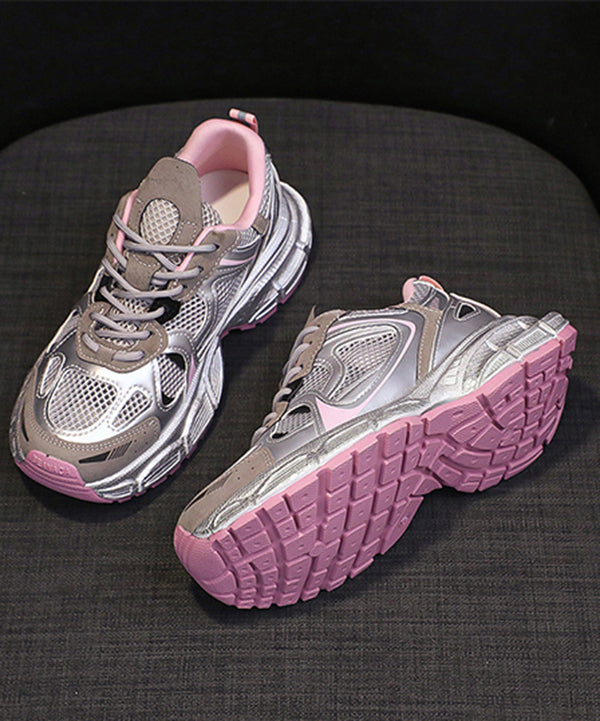 Splicing Platform Sport Shoes Pink Breathable Mesh