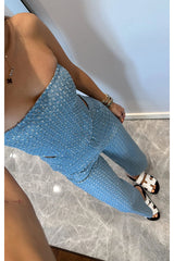 Look Denim Sequin Textured High Rise Pocket Straight Jeans