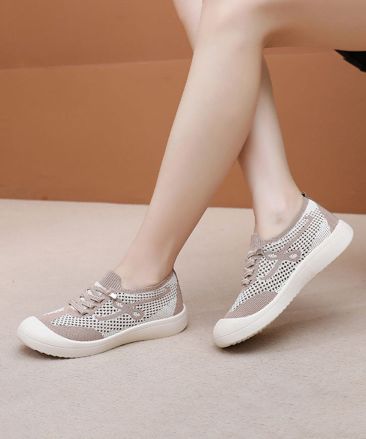 Yellow Hollow Out Breathable Mesh Comfortable Splicing Flat Shoes