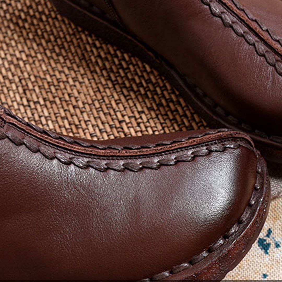 Leather Vintage Ethnic Style Soft Ankle Boots ( Added plush styles)