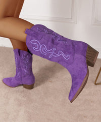 Purple Boots Suede Comfy Pointed Toe Boots