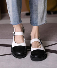 White Faux Leather Splicing Flat Feet Shoes
