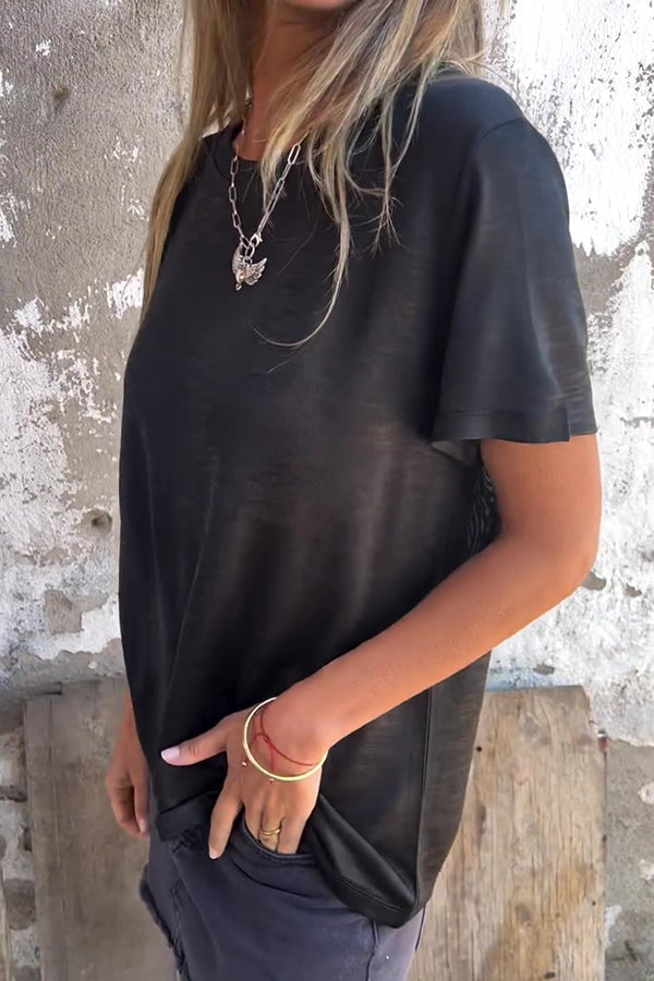 Bronzing Round Neck Short-sleeved T-shirt
