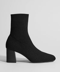 Women Grey Stretch Fabric Splicing Chunky Boots