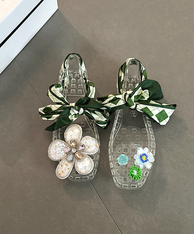 Red Hollow Out Flower Square Toe Flats Shoes