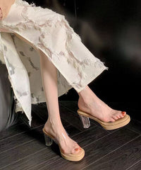Apricot Clear Chunky Heel Slide Sandals