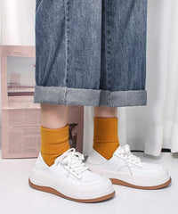 White Flat Shoes Faux Leather Casual Cross Strap Flat Feet Shoes