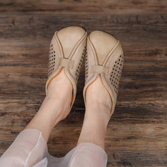 Summer Hollow Leather Casual Slippers