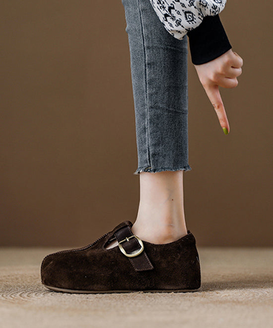 Splicing Platform Flat Shoes Red Suede Fuzzy Wool Lined