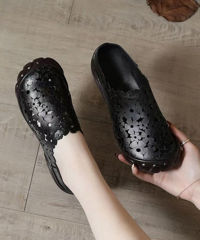 Comfy White Flat Shoes Splicing Hollow Out