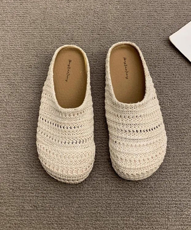 Beige Comfortable Breathable Mesh Splicing Slide Sandals