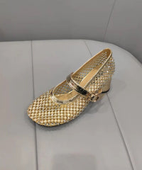 Splicing Chunky Shoes Black Breathable Mesh Zircon