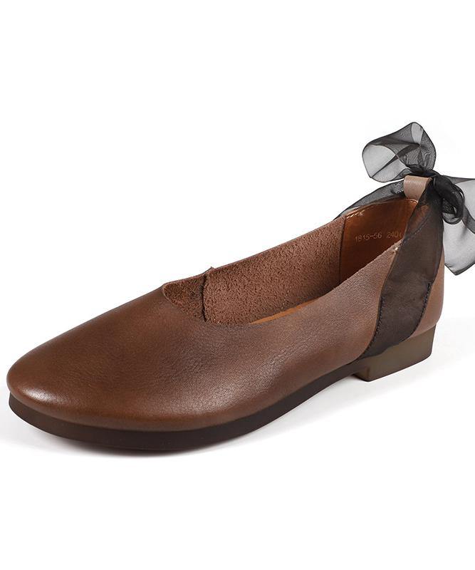 Casual Chocolate Gladiator Flat Shoes Genuine Leather