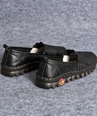 Beige Platform Flat Shoes For Cowhide Leather