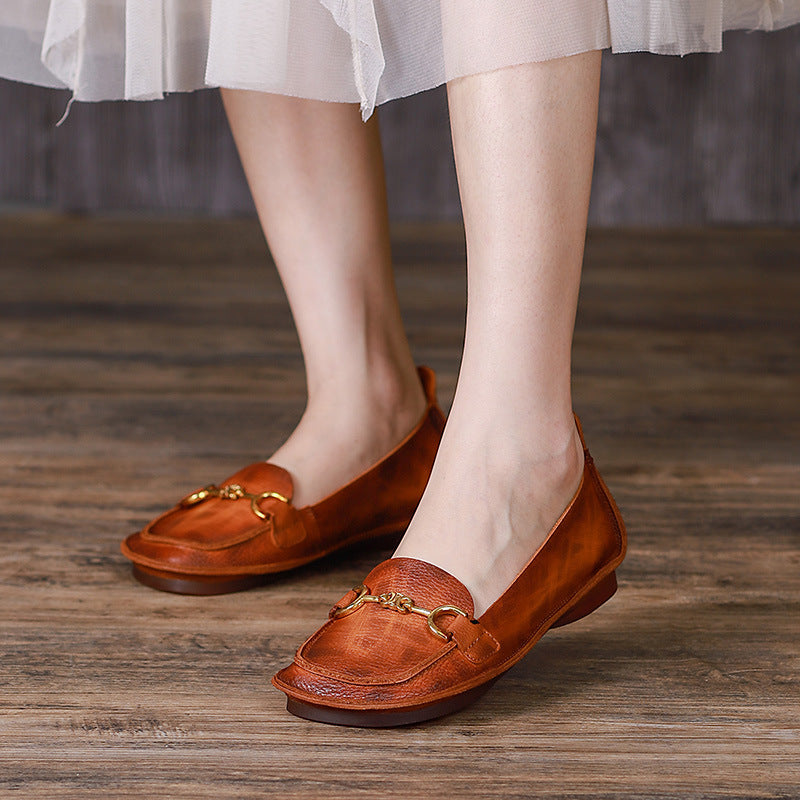 Summer Retro Leather Flat Casual Shoes