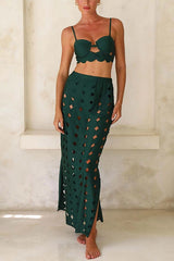 Elegant Openwork Slit Vacation Maxi Skirt