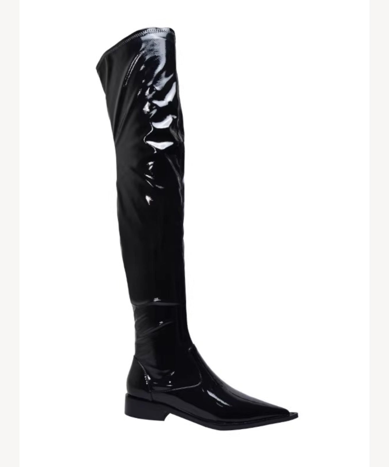 Original Design Black Pointed Toe Knee Boots