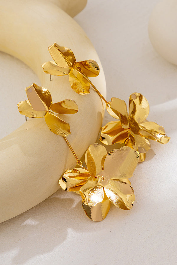 Dopamine Flower Retro Metal Stud Earrings
