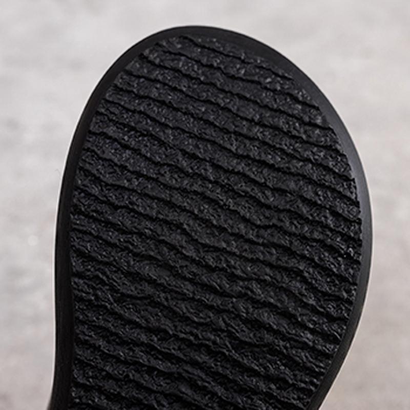 Sewing Platform Casual Leather Slippers