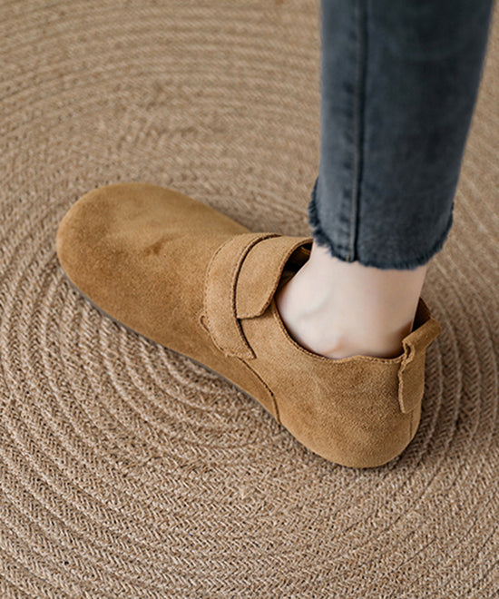 Light Brown Platform Suede Splicing Flat Feet Shoes