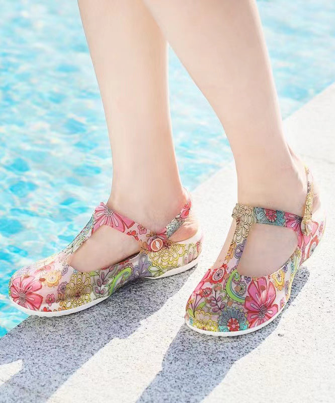 Summer Hollow Out Print Wedge Beach Slide Sandals