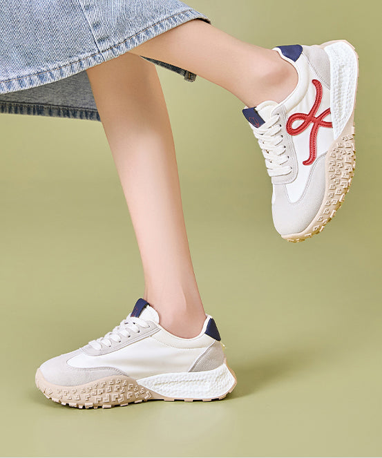 Casual Yellow Suede Splicing Sport Flat Shoes Lace Up