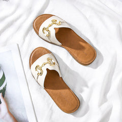 Summer Vintage Handmade Cowhide Leather Slippers