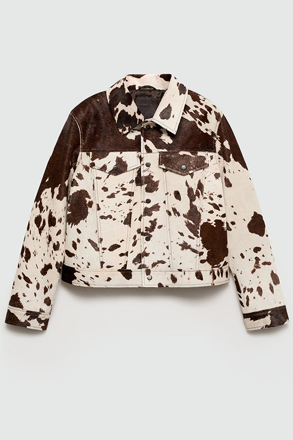 Irregular Cow Pattern Lapel Short Jacket
