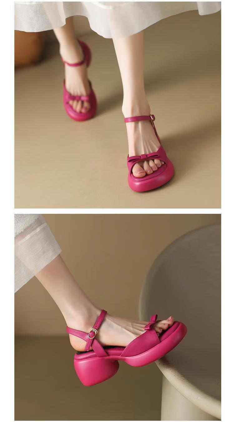 Beautiful Rose Peep Toe Splicing Chunky Slide Sandals